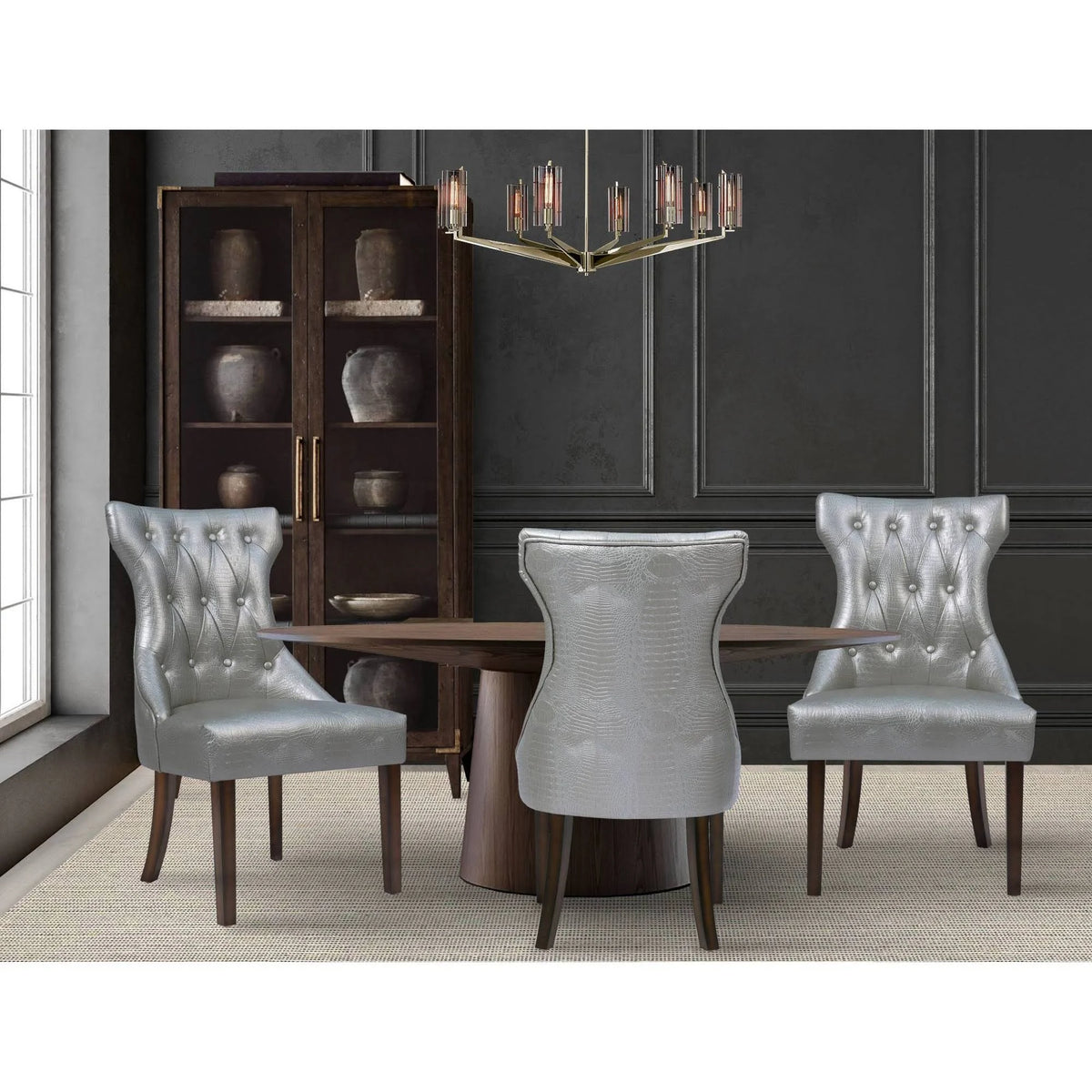 Silver Tufted Dining Side Chair Set of 2 N278247