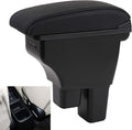 Black with Black Thread Double Layer Car Center Storage Box with 3 USB Ports Pack of 2 L15184