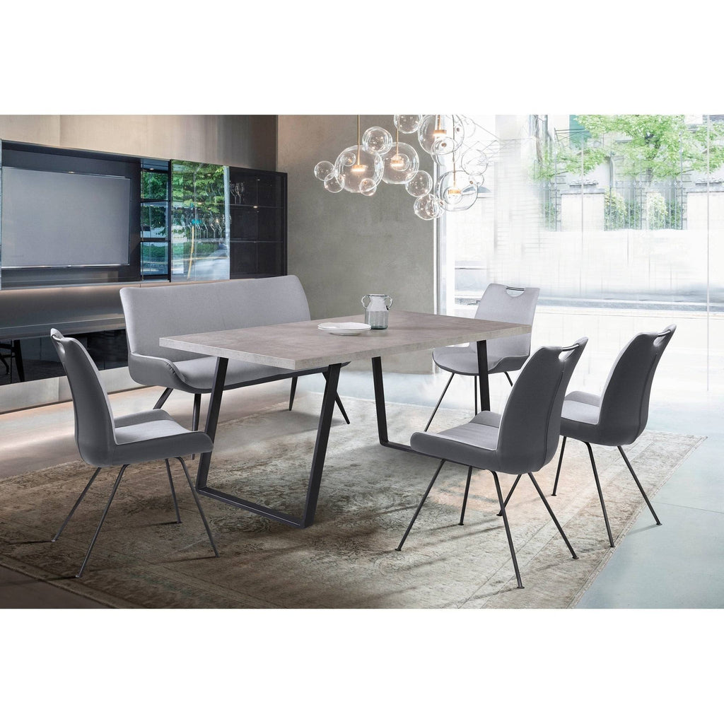 Grey Powder Coated Pewter Fabric Dining Chair Set of 2 N9388