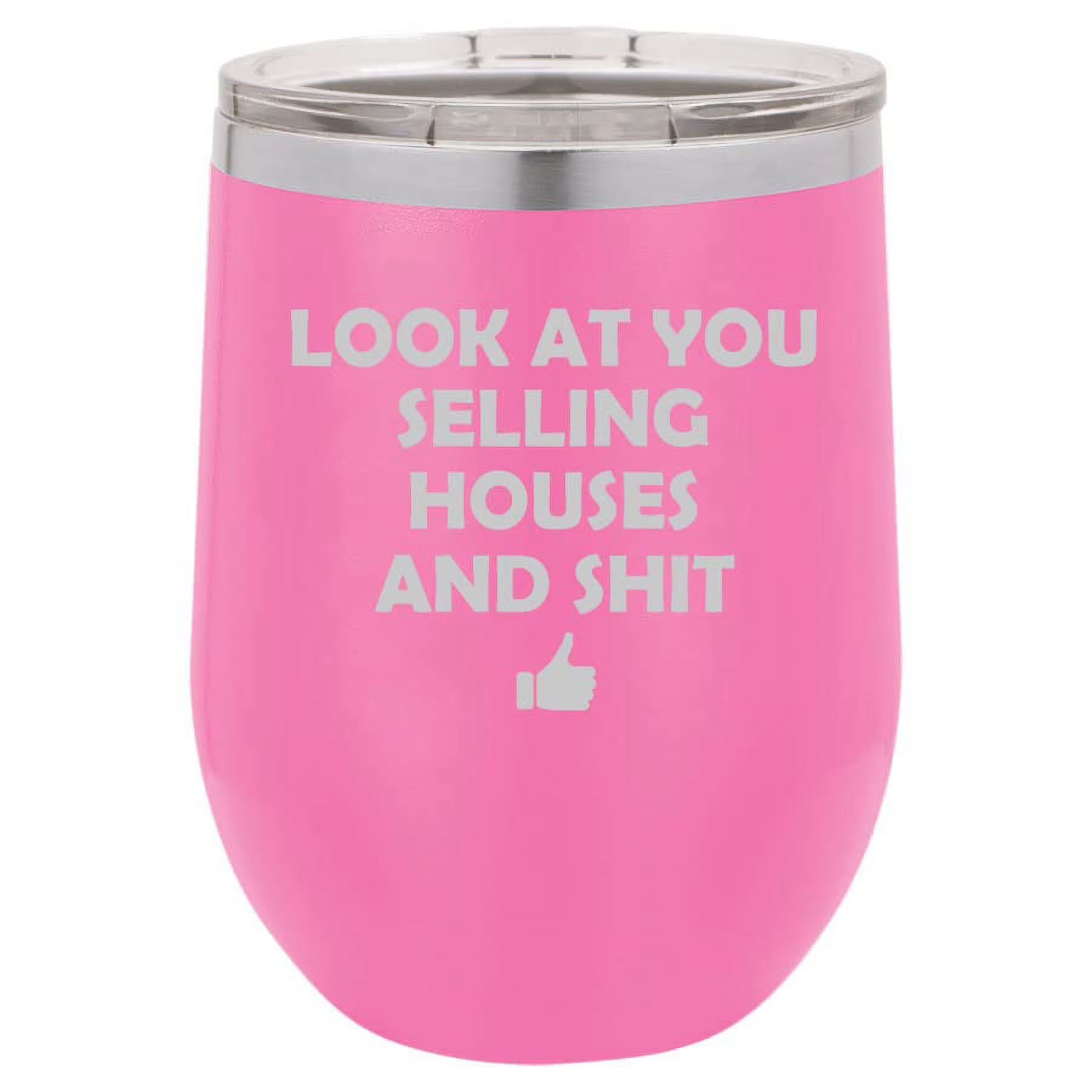 12 oz Double Wall Vacuum Insulated Stainless Steel Stemless Wine Tumbler Travel Mug With Lid E186757
