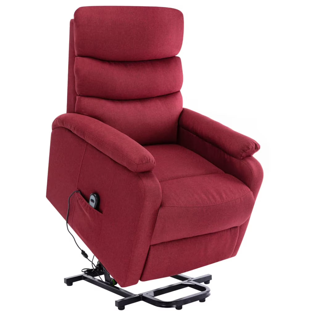 Wine Red Fabric Power Lift Massage Recliner S3833