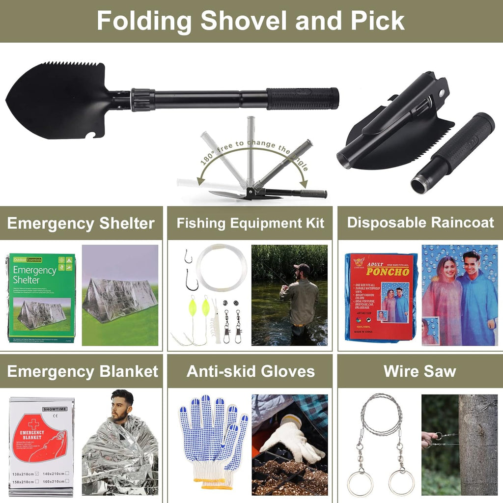 136 Pcs Emergency Survival Kit and First Aid Kit with Molle Pouch E8277
