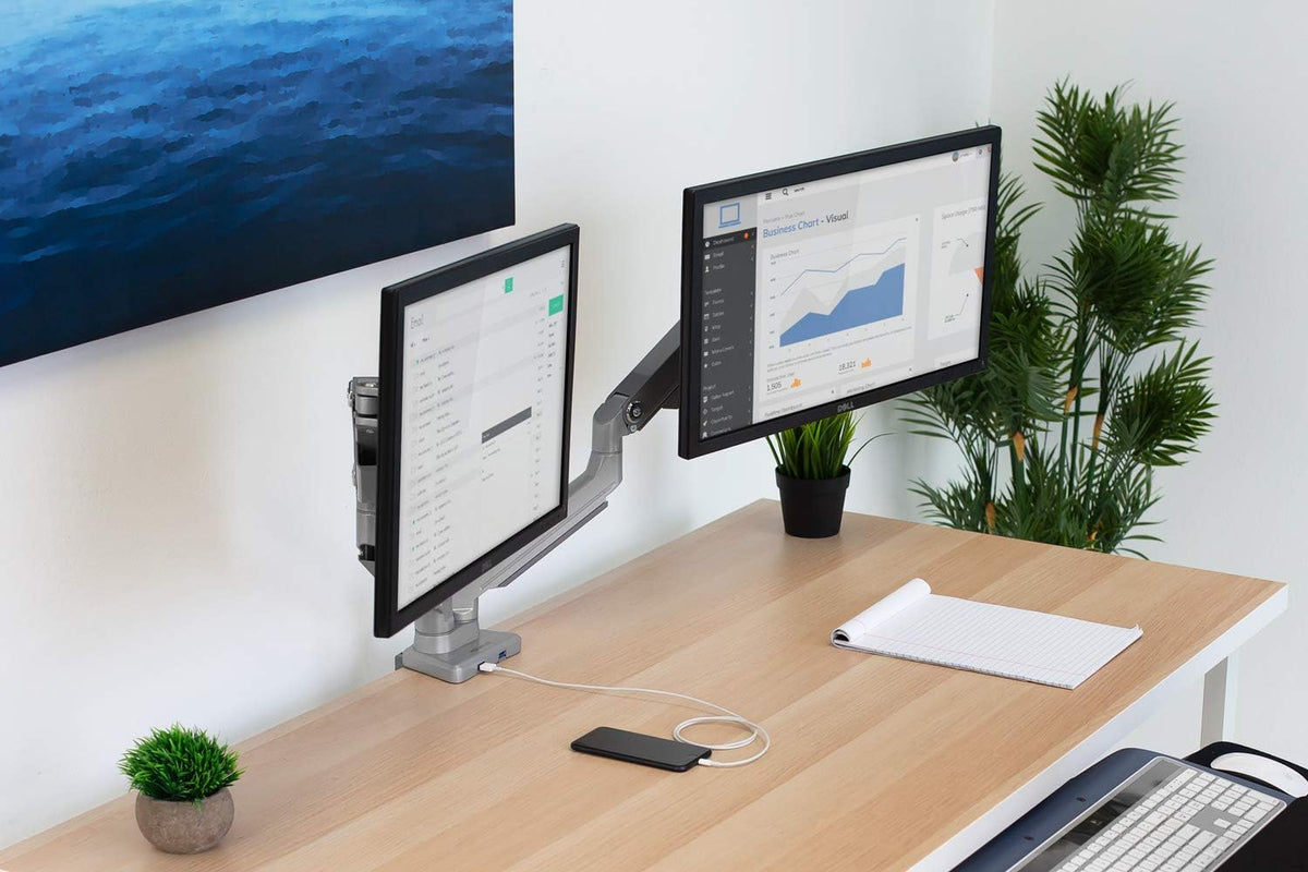 Dual Monitor Arm Mount Desk Stand with USB Ports O842979