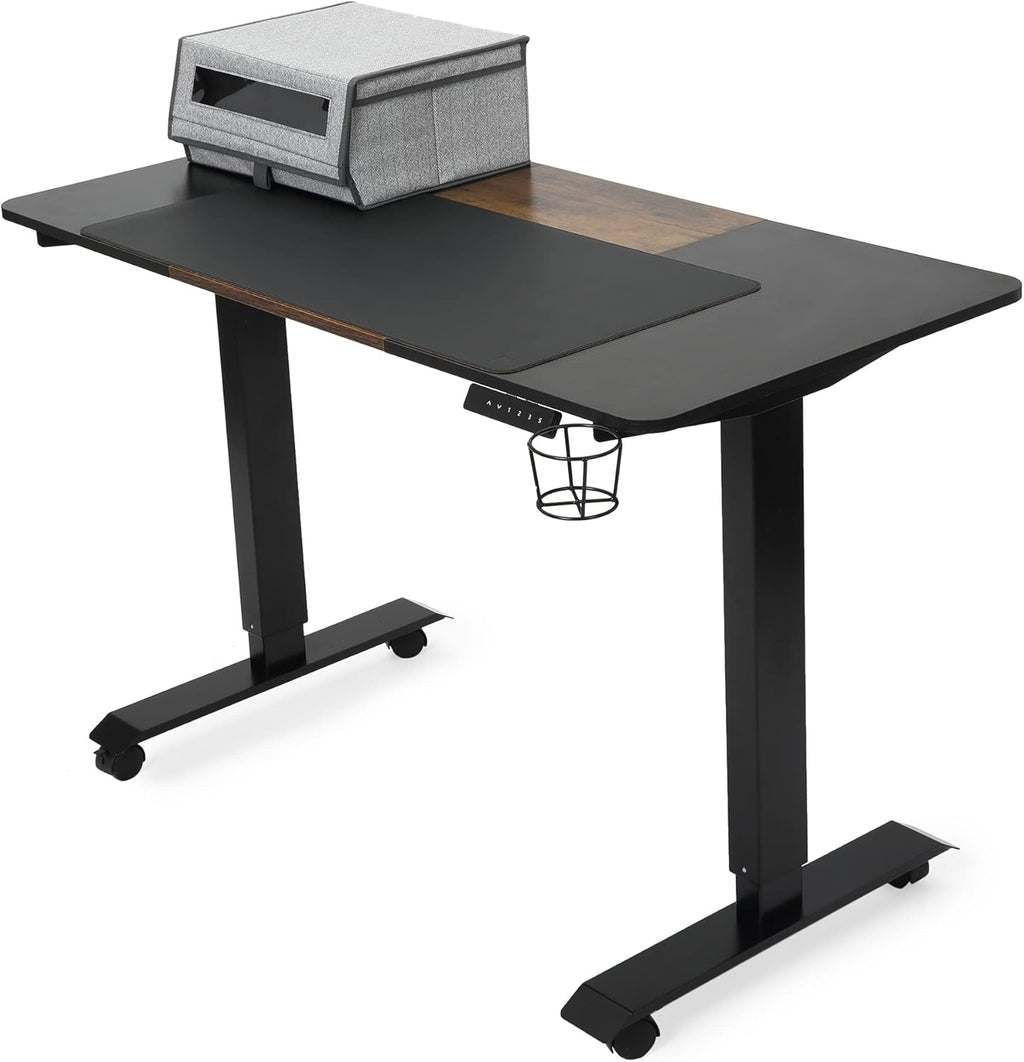 48 x 24 Inches Electric Dual Motor Sit Stand Desk with Desk Pad and Storage Containers Q601