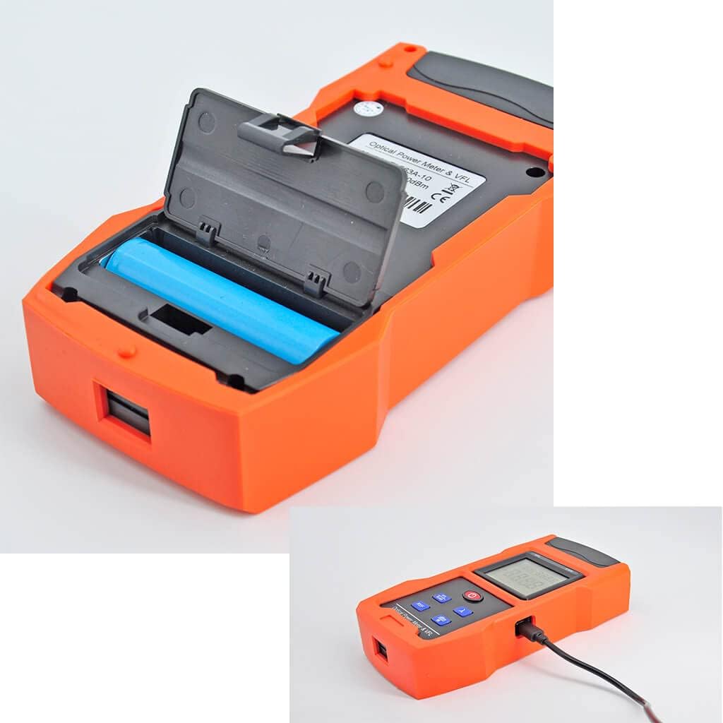 Optical Power Meter with Visual Fault Locator, Fiber Light Tester, Rechargeable Battery, USB Charge Port, Pack of 2 K46210