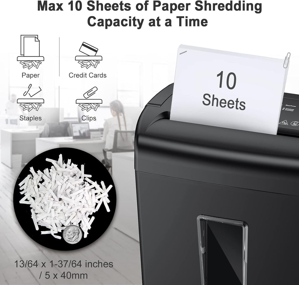 10-Sheet Cross-Cut Paper Shredder with 5.5 Gallons Wastebasket, Black V236