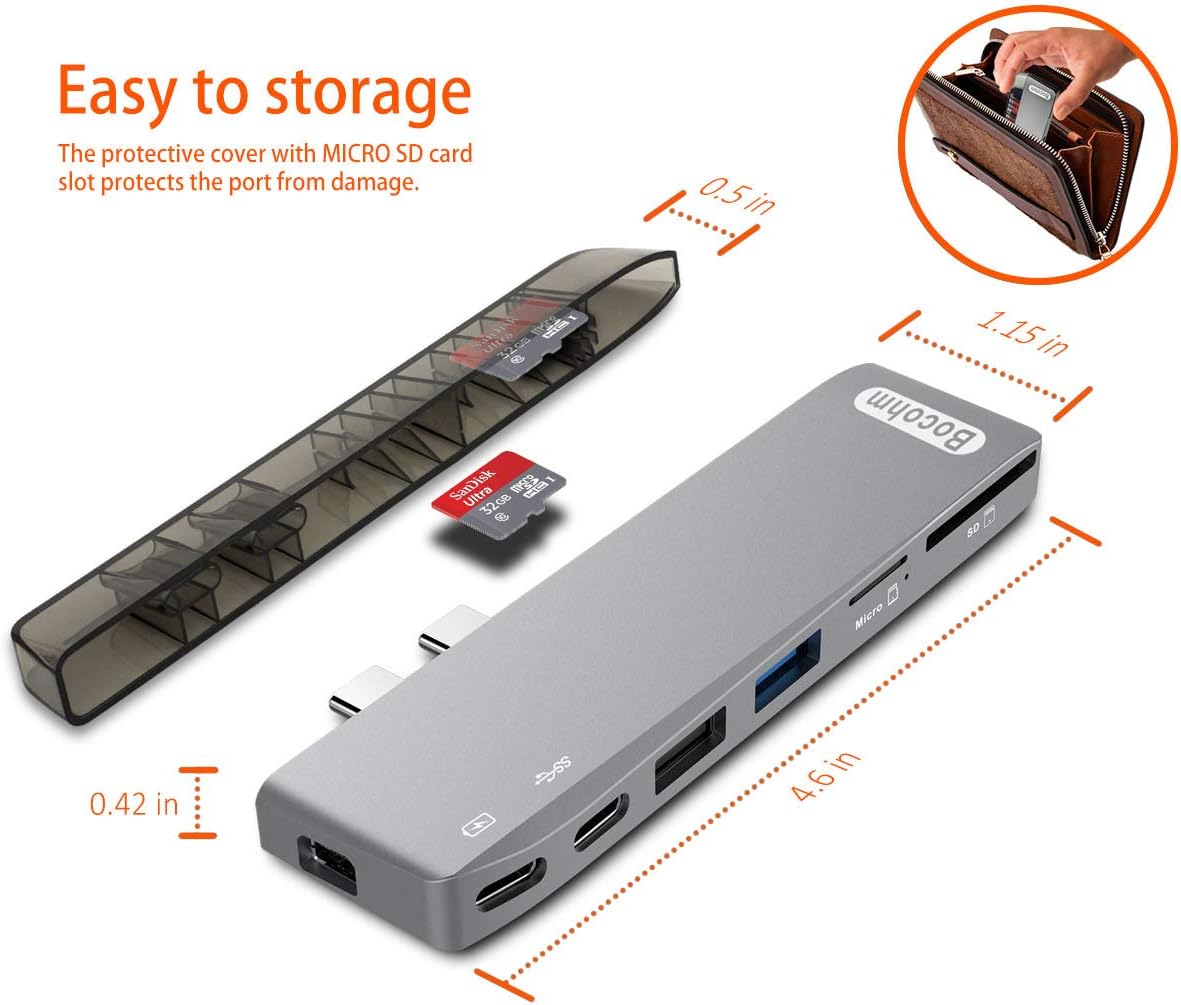 USB C Hub with 100W Power Delivery, Mini DisplayPort, USB3.0, SD/MicroSD Card Reader, M.2 SATA III SSD 8 in 1 G65853