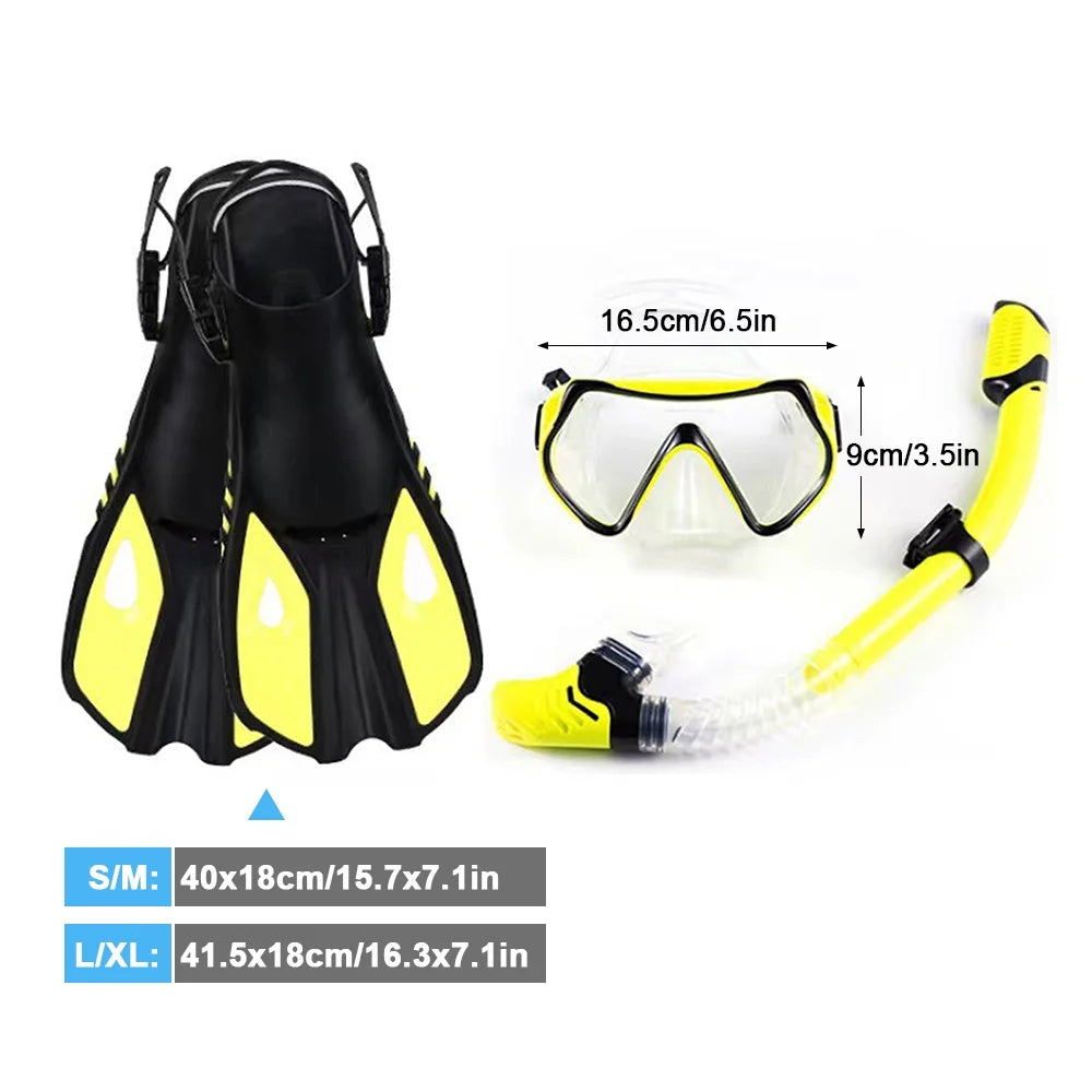 Three-Window Diving Goggles with Full Snorkel B411