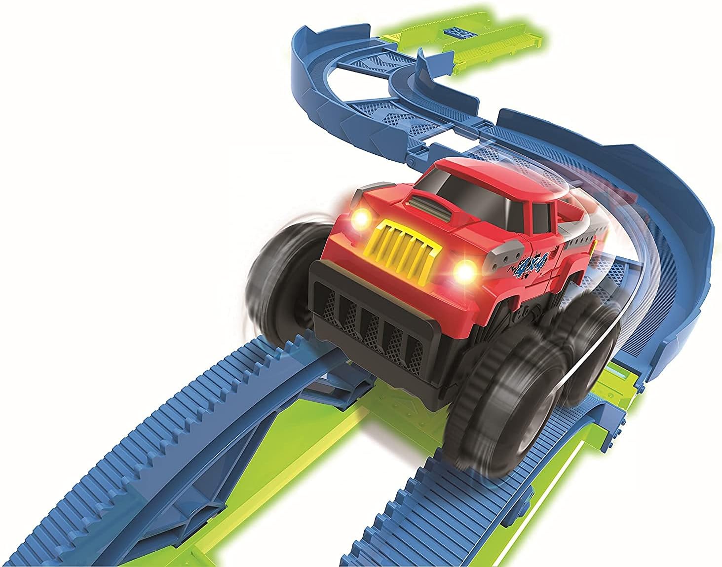 Glow in The Dark Race Car Track Playset, 45 Pcs with Lights L5782
