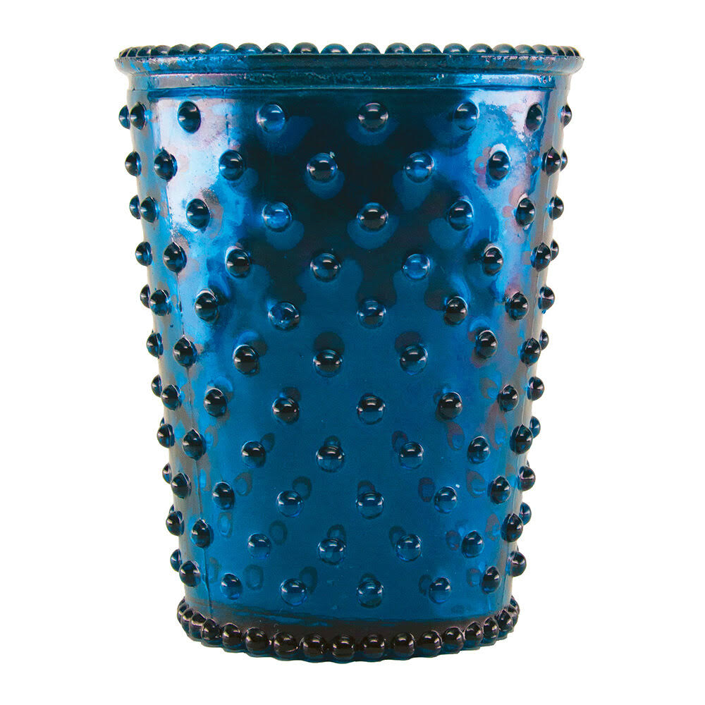 Hobnail Glass Candle Chrome Blue Winter Frost D15149