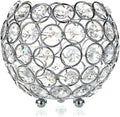 12cm Crystal Bowl Votive Candleholder Tea Light Candle Holders Candle Lanterns Decorative Candelabra Vase (Silver Tone) N436