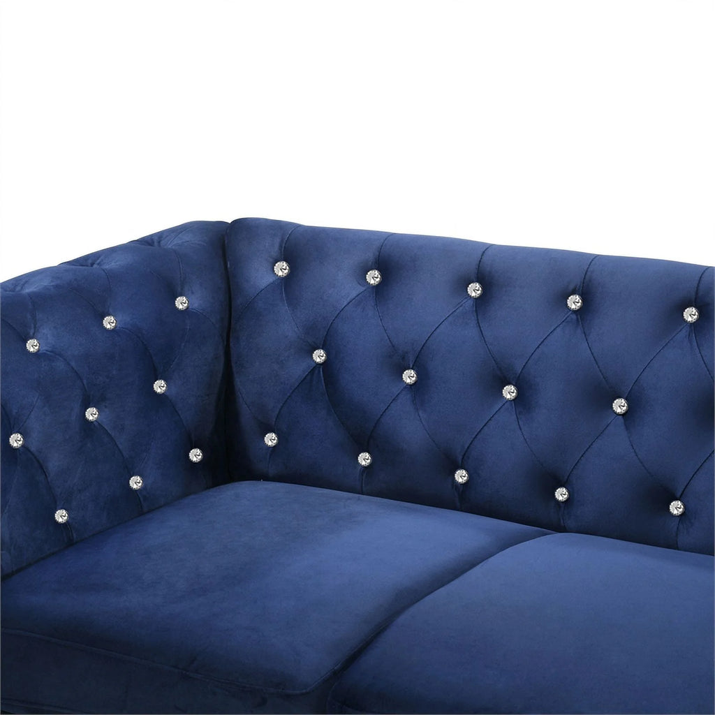 Royal Blue Crystal Velvet Loveseat & Sofa Set G2694