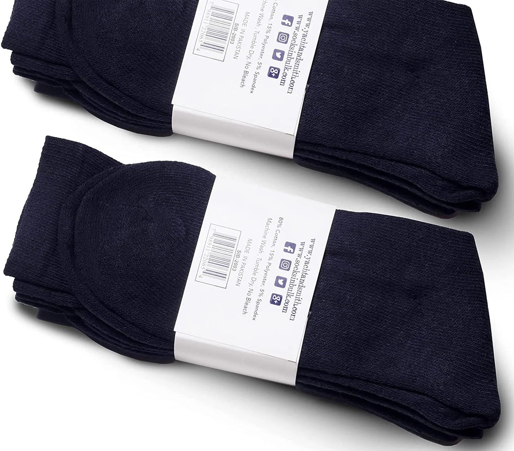 36 Pairs Navy Cotton Athletic Socks Shoe Size 10-13 I492793