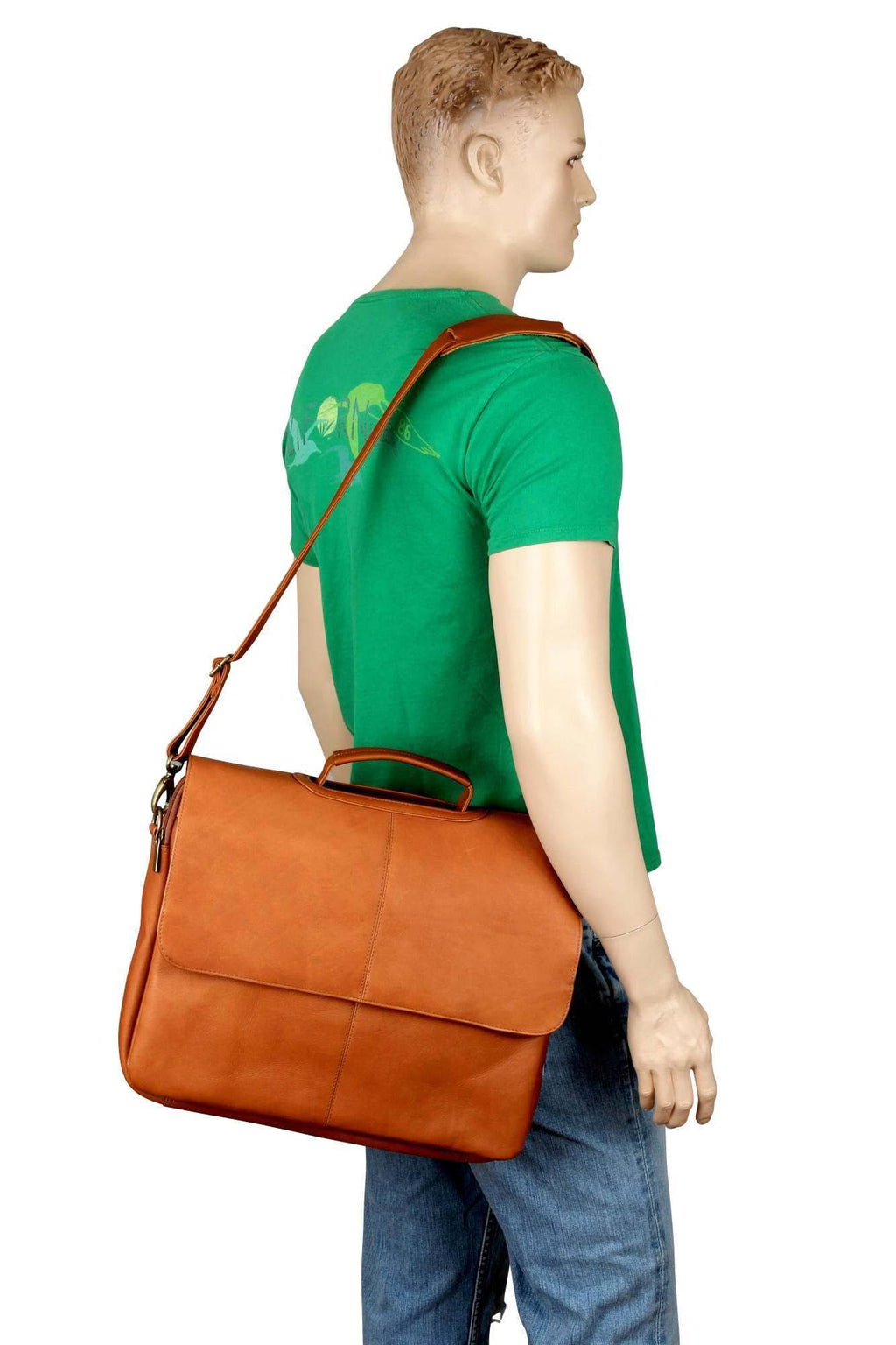 Leather Flap Over Computer Brief G46268