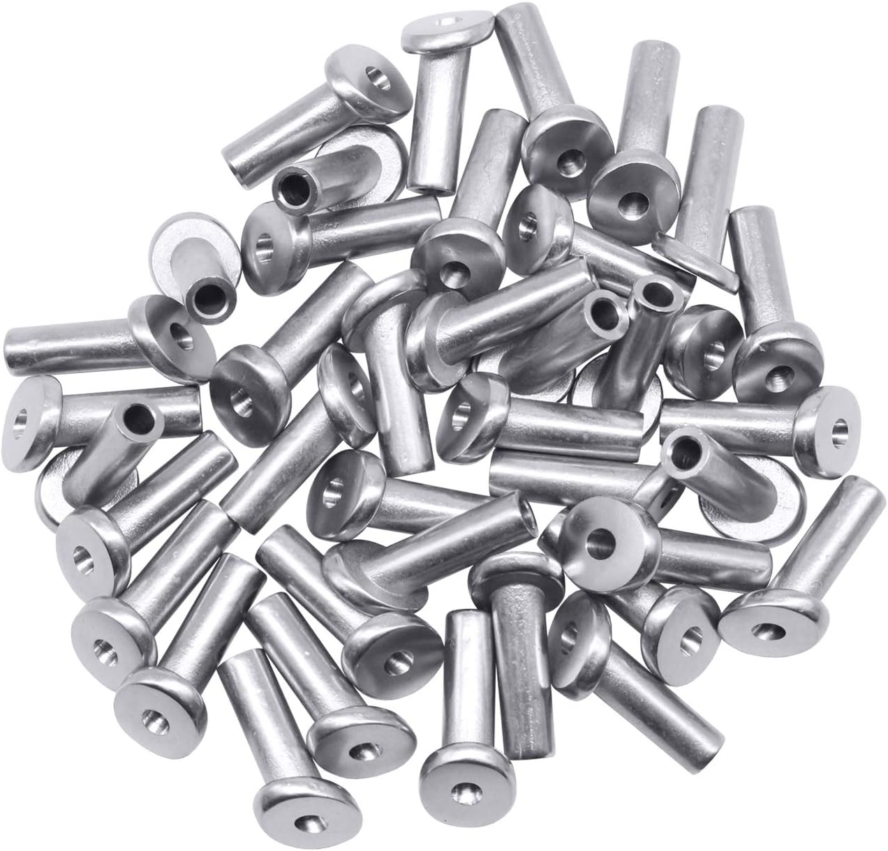 40 Pack T316 Marine Grade Stainless Steel Angle Protector Sleeves for 1/8" Wire Rope Cable Railing N296467