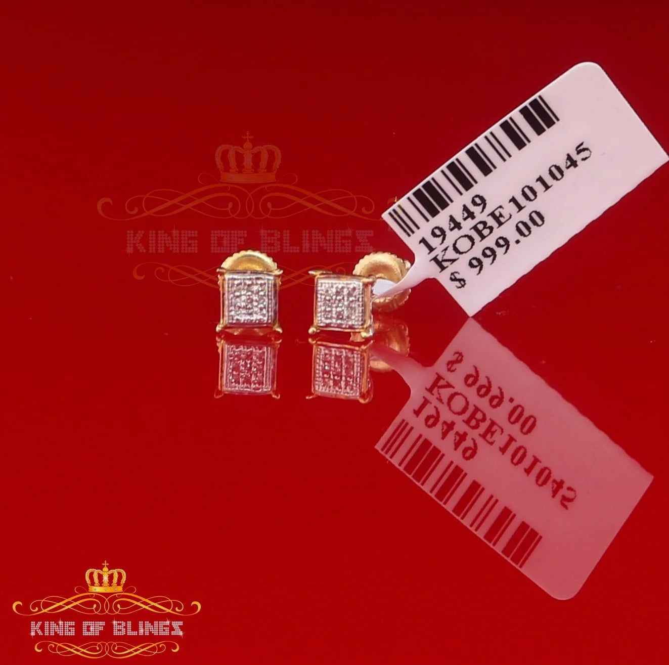 10K Real Yellow Gold Square Stud Earring O47001