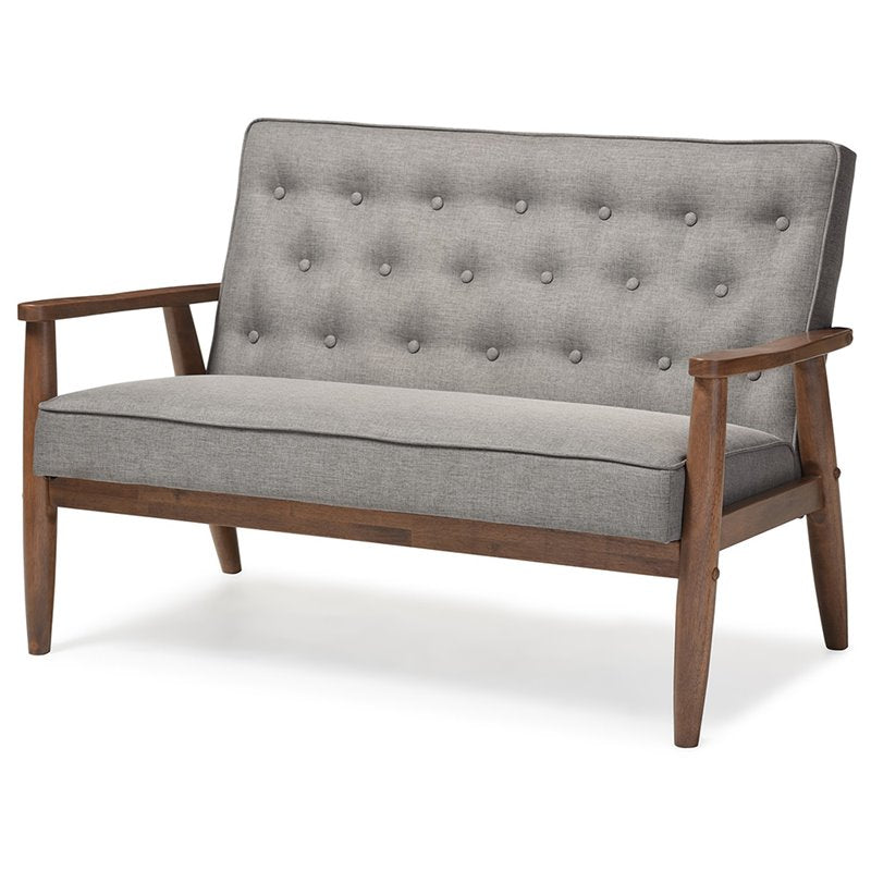 2 Piece Tufted Loveseat and Chair Set in Gray I937