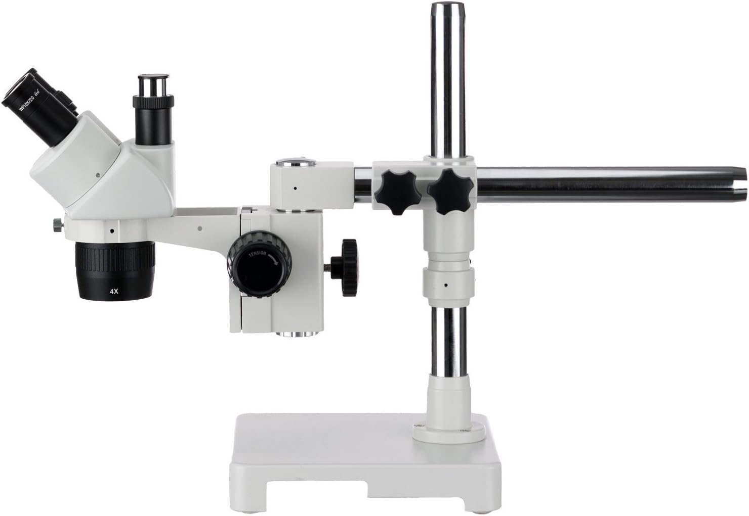 Trinocular Stereo Microscope, 10X/20X/40X Magnification, 2X/4X Objective, Single-Arm Boom Stand, 0.5x Barlow Lens C654644