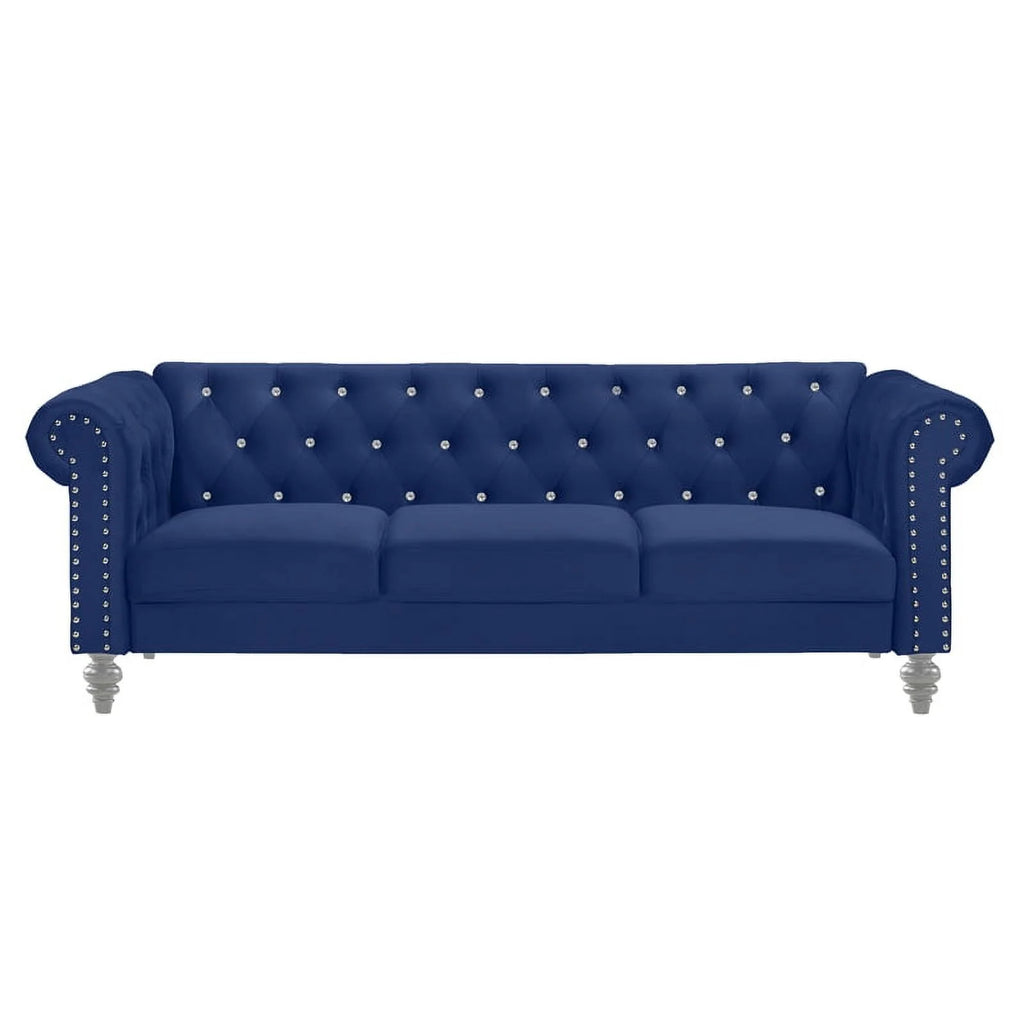 Royal Blue Crystal Velvet Loveseat & Sofa Set G2694