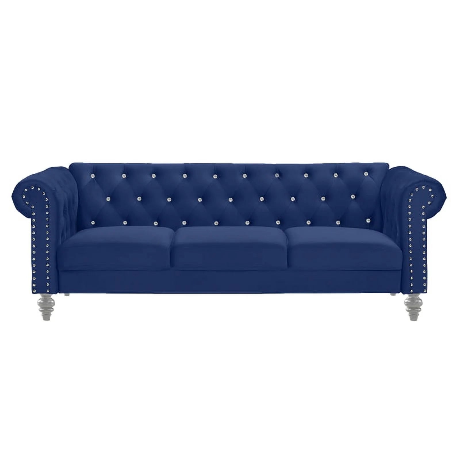 Royal Blue Crystal Velvet Loveseat & Sofa Set G2694