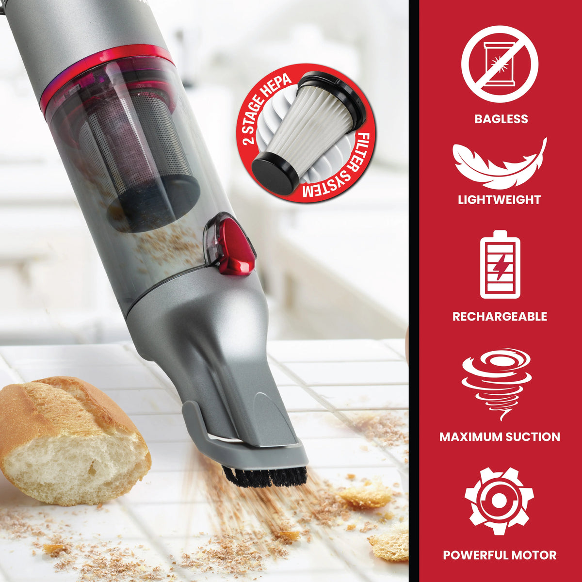 Red Cordless Handheld Vacuum H233879