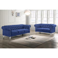 Royal Blue Crystal Velvet Loveseat & Sofa Set G2694