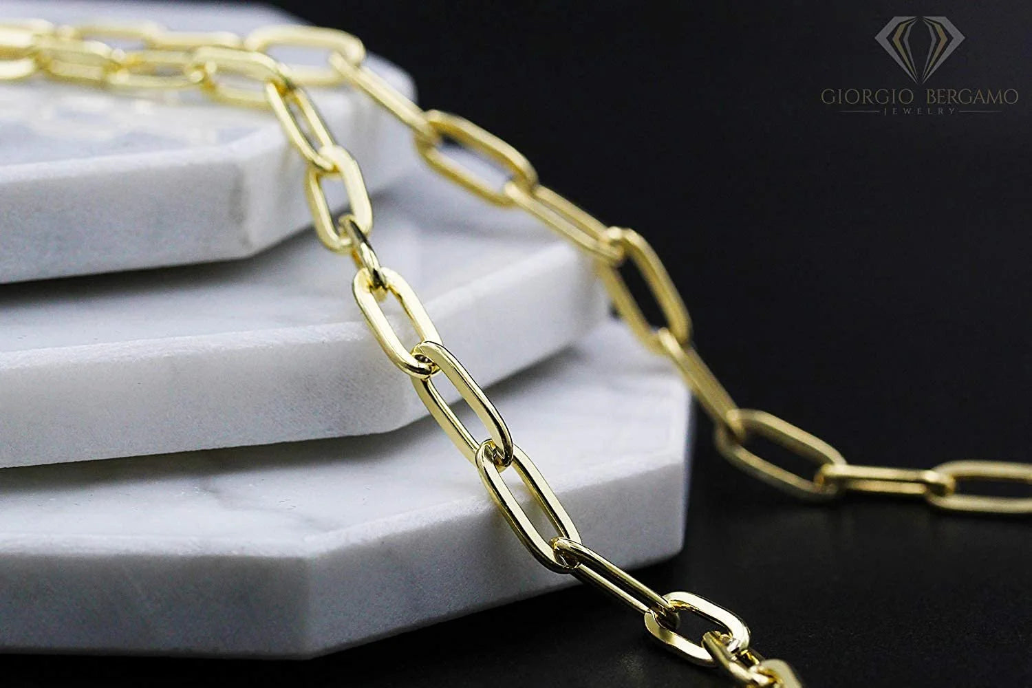 925 Sterling Silver Yellow Gold Plated Cable Link Necklace K356472