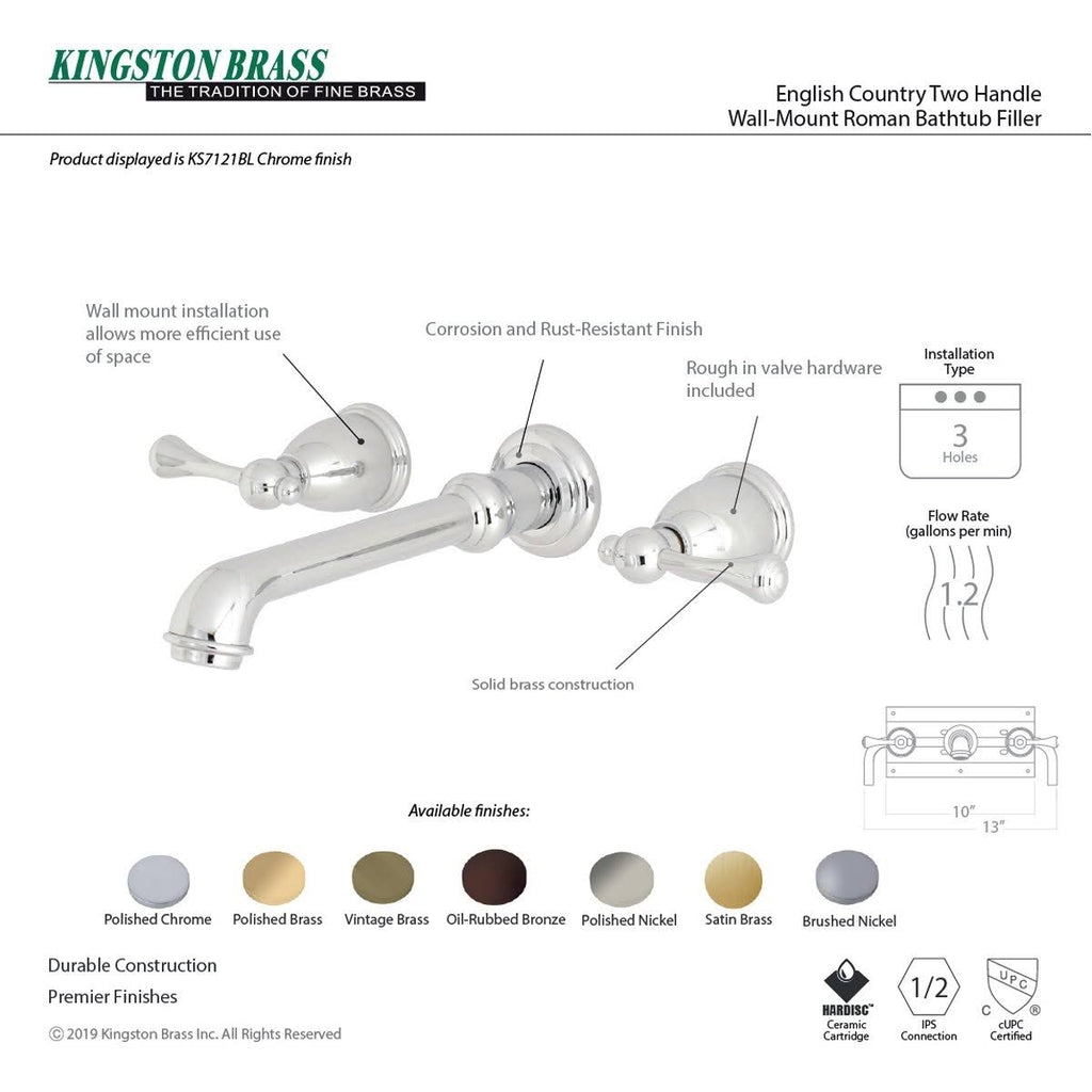Two-Handle Wall Mount Bathroom Faucet, Oil Rubbed Bronze R376