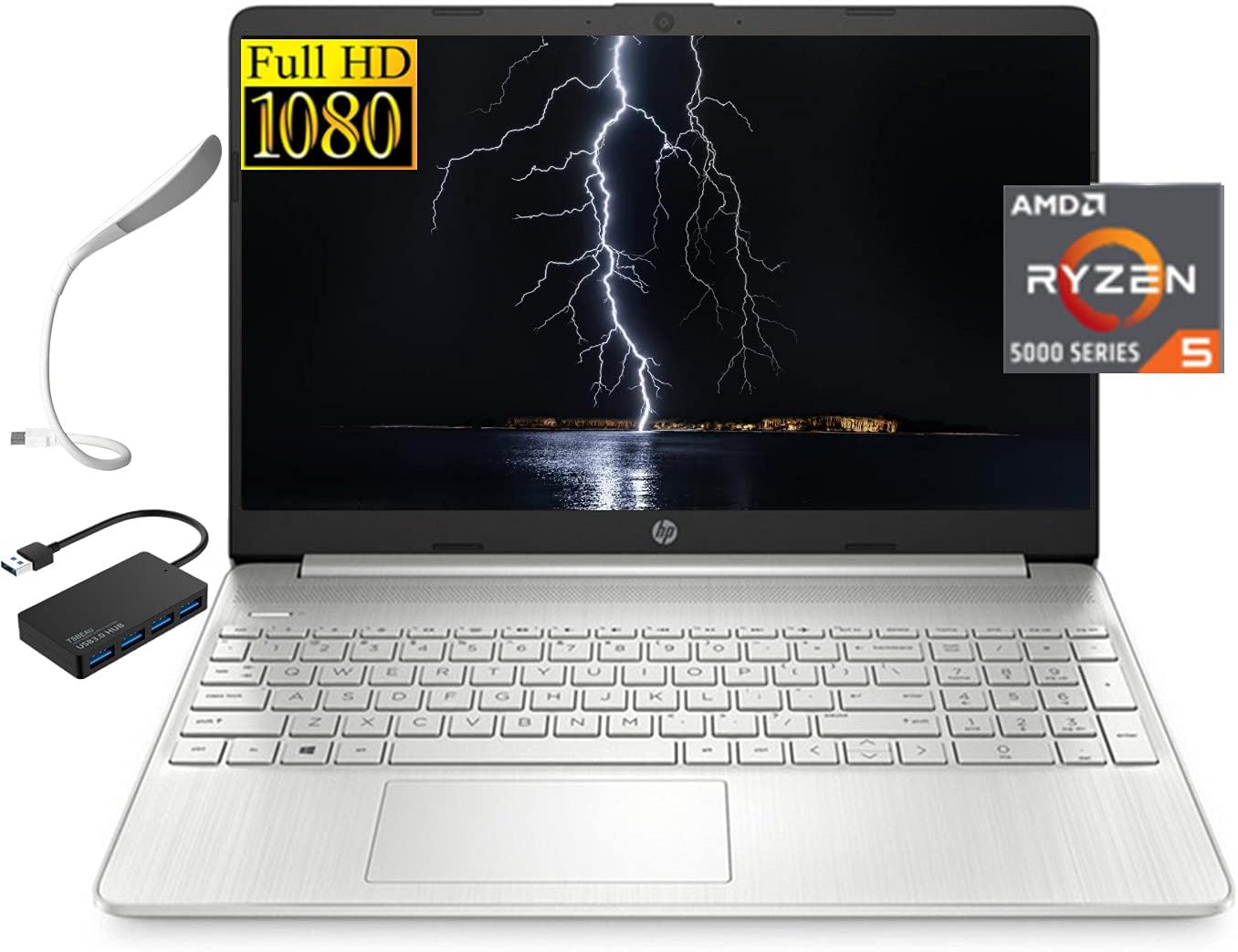 15.6" FHD Laptop, AMD Ryzen 5 6-Cores Processor, 16GB RAM, 512GB SSD, Silver B279643