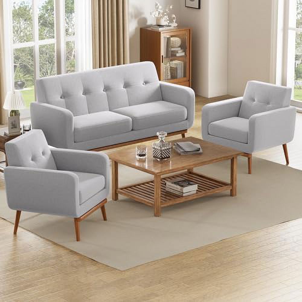 Fabric Accent Chair Button Tufted Upholstered Arm Chair O358670