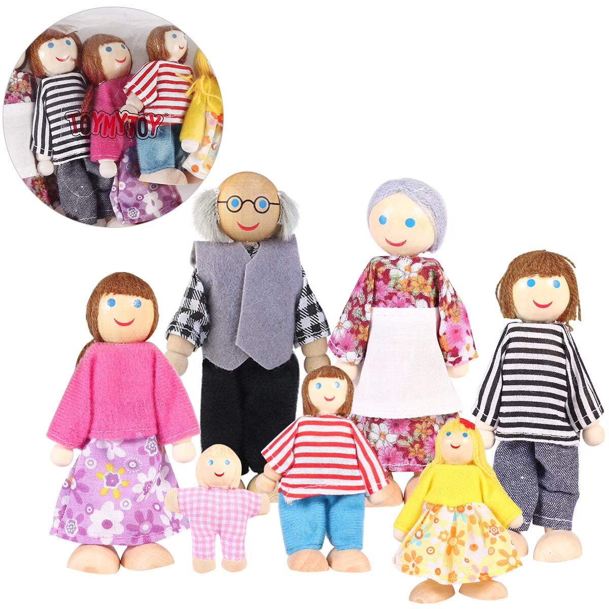 Set of 7 Wooden Dollhouse Figures A27848