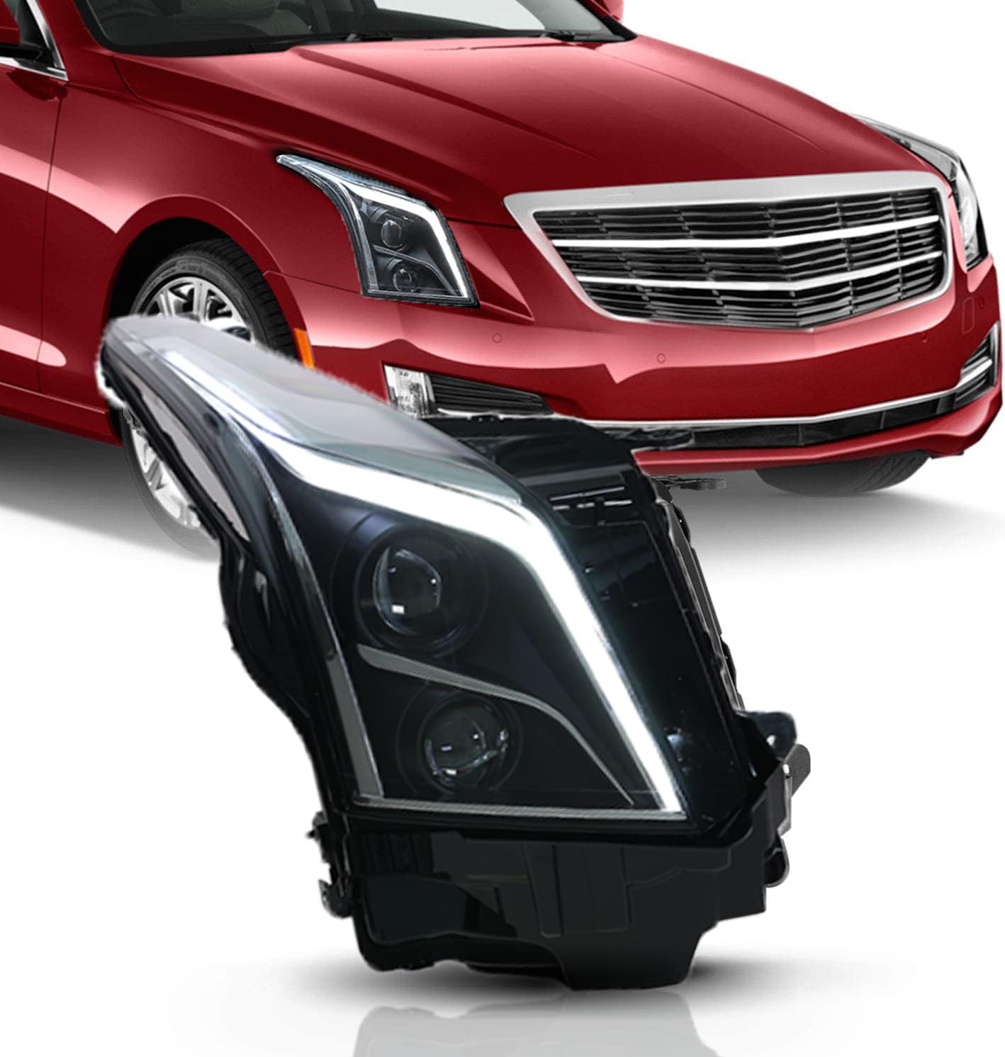 LED Headlights Assembly with Red Demon Eyes and Sequential Turn Signal M56503