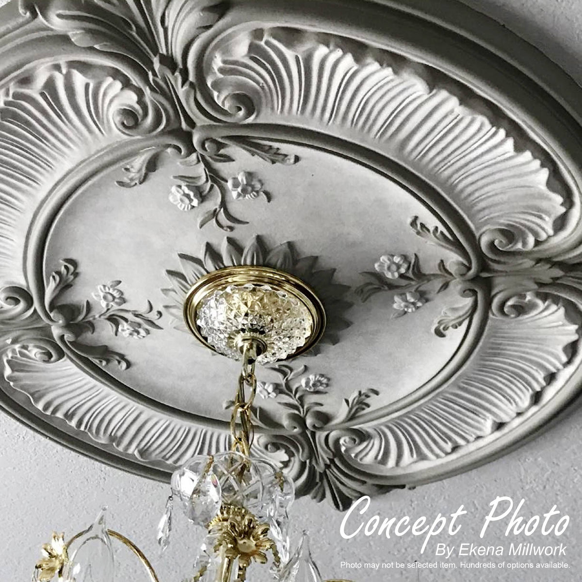 33 1/8x22OD x 3 1/2x22ID x 1 3/8x22P Hand-Painted Brushed Mahogany Ceiling Medallion X330150