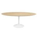 Natural Brown White Wood Metal Steel Oval Dining Table K366