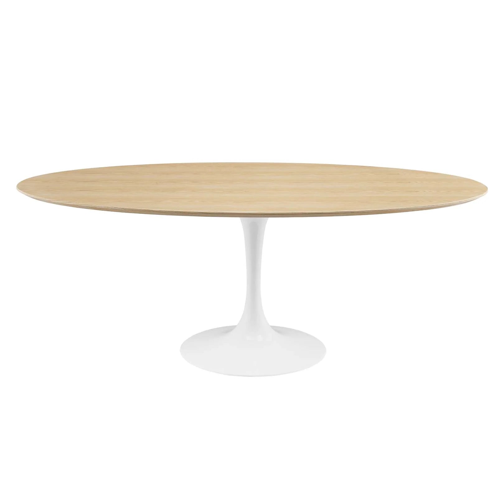 Natural Brown White Wood Metal Steel Oval Dining Table K366