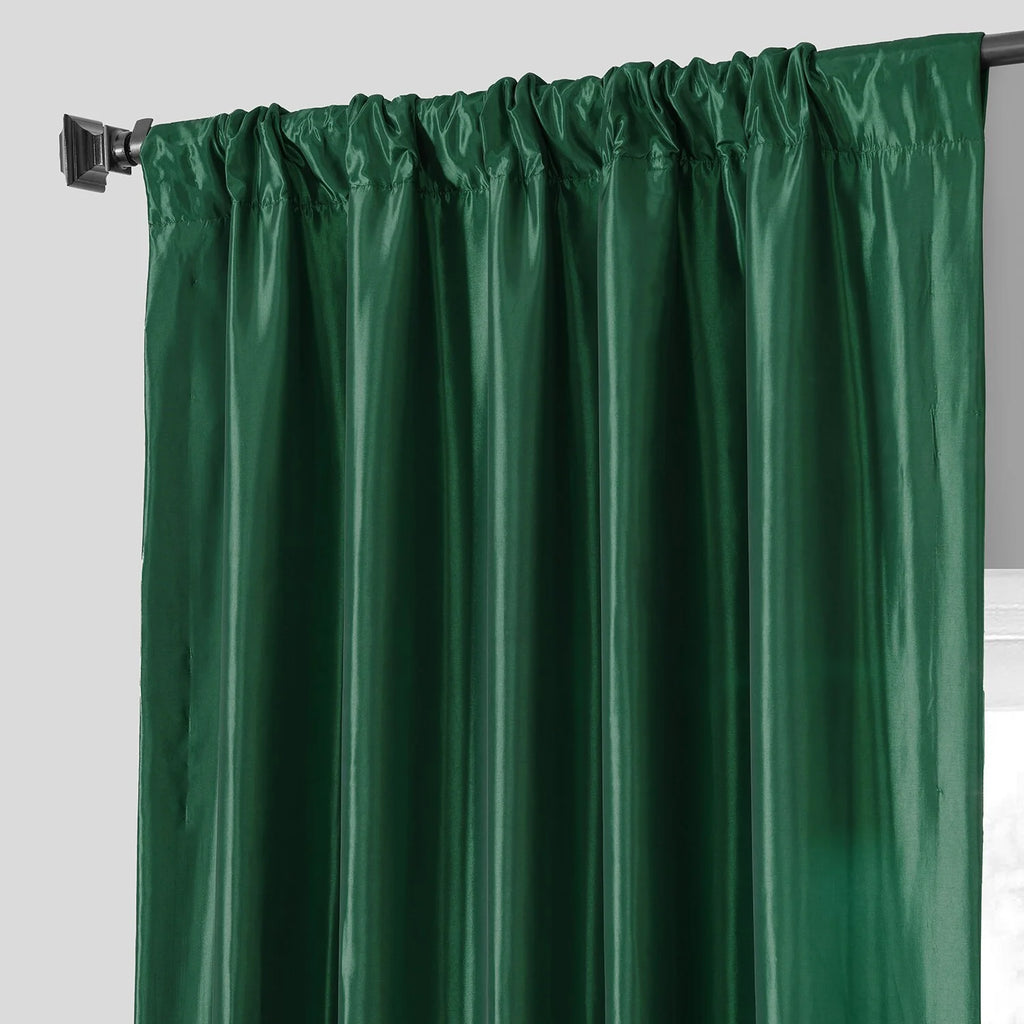 Emerald Green Faux Silk Taffeta Curtain 1 Panel 50W X 96L M60190