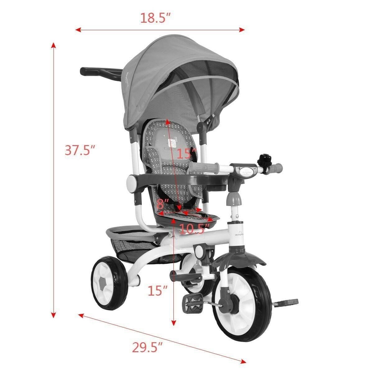 Detachable Baby Stroller Tricycle with Round Canopy B21719