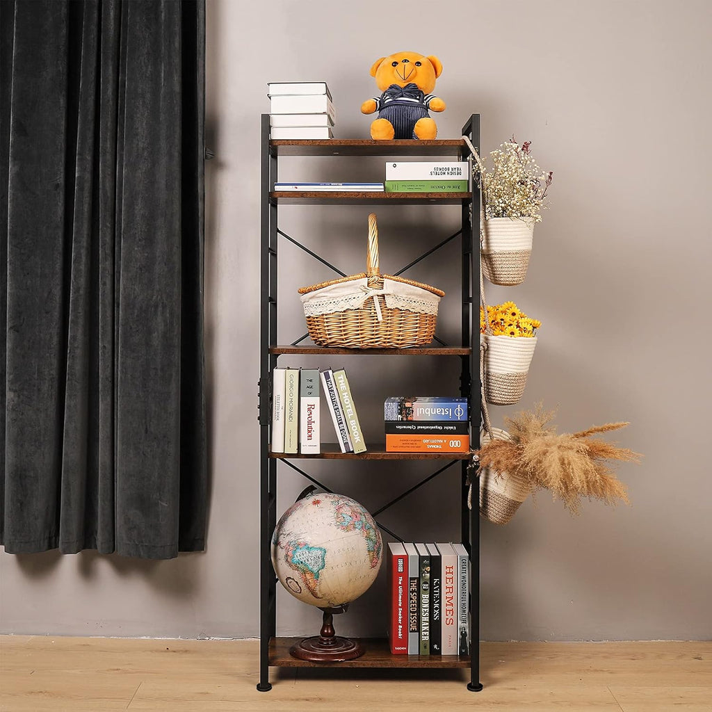 5 Tier Adjustable Metal and Wood Bookshelf W550