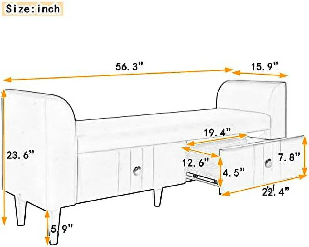 Velvet Tufted Ottoman Bench with Pillow M427011
