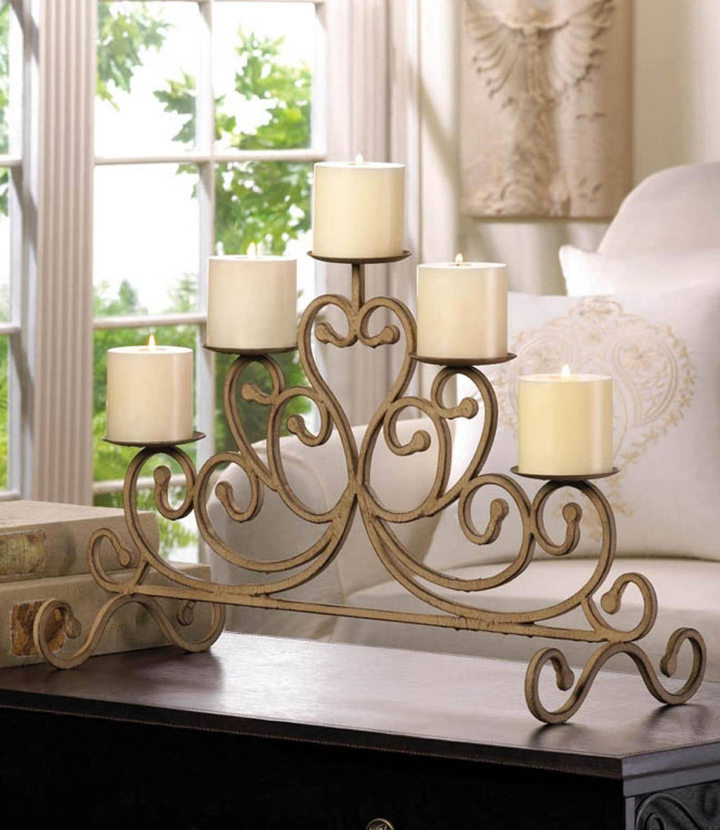 Antiqued Iron 5 Candle Stand Y4884