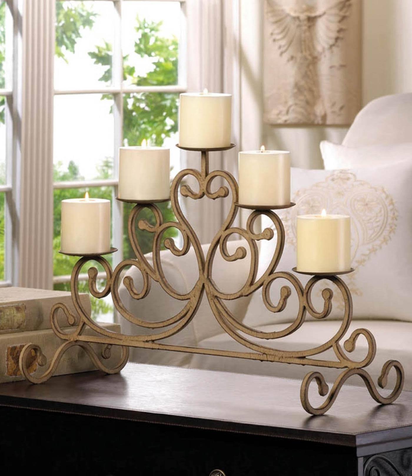 Antiqued Iron 5 Candle Stand Y4884