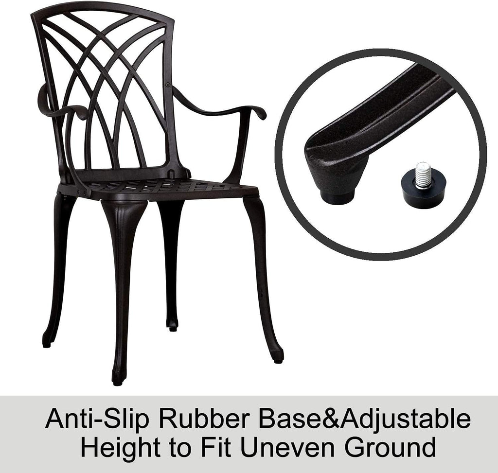 3 Piece Cast Aluminum Patio Bistro Table Set with Umbrella Hole O567