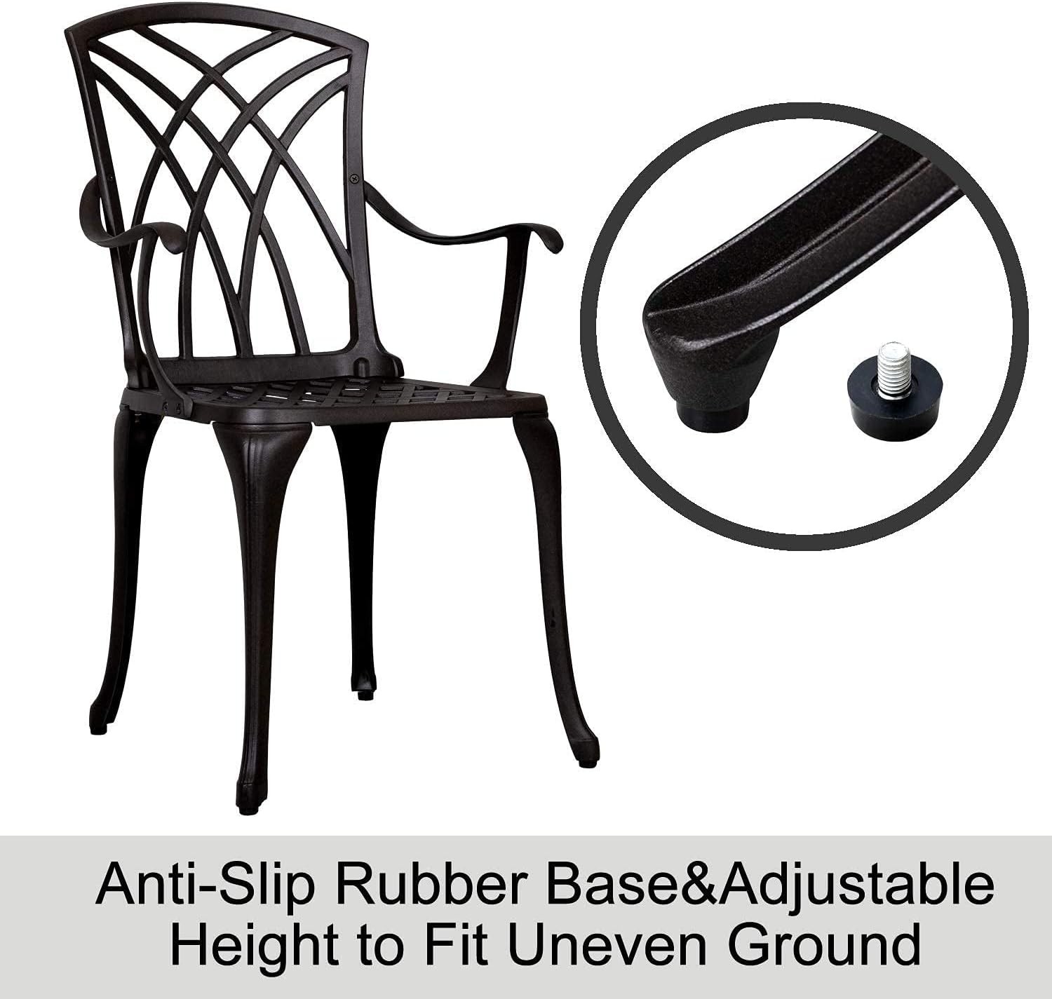 3 Piece Cast Aluminum Patio Bistro Table Set with Umbrella Hole O567