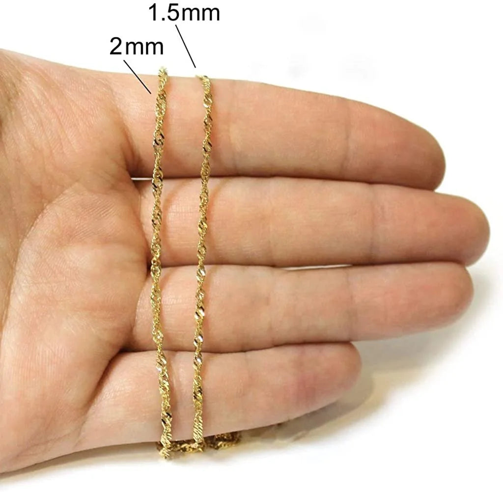 16 Inch 14K Yellow Gold 1.5mm Singapore Pendant Chain Necklace Q580660
