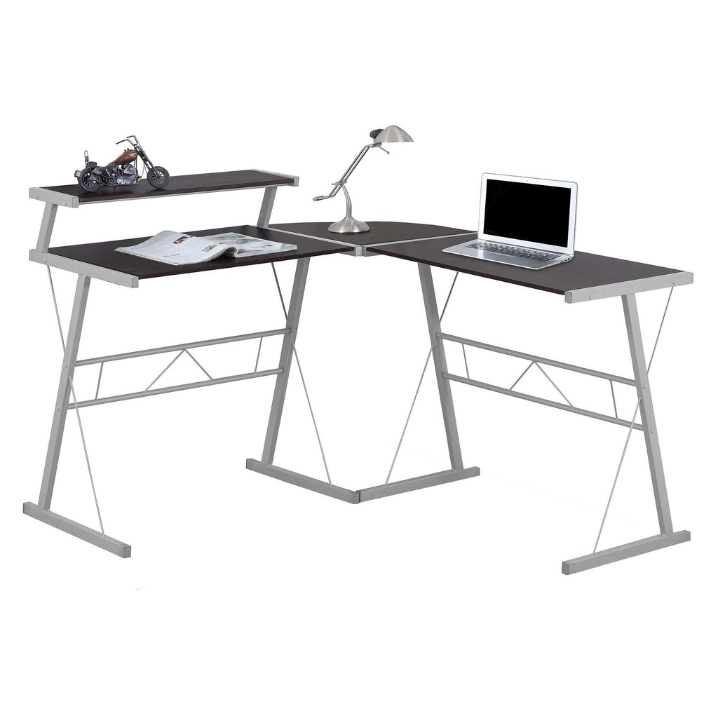 Cappuccino Top Silver Metal Computer Desk B294