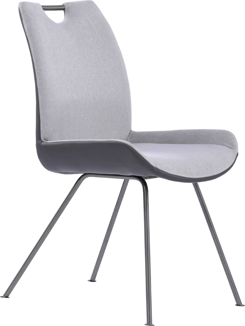 Grey Powder Coated Pewter Fabric Dining Chair Set of 2 N9388