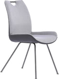 Grey Powder Coated Pewter Fabric Dining Chair Set of 2 N9388