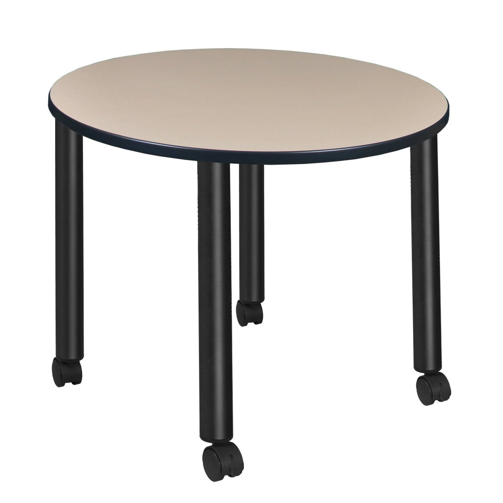 Beige/Black Round Mobile Breakroom Table S29089