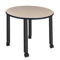 Beige/Black Round Mobile Breakroom Table S29089