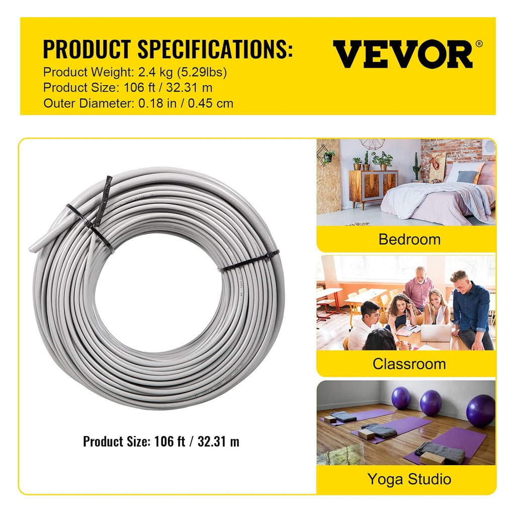 32 Square Feet Floor Heating Cable with Temperature Control Panel G65778